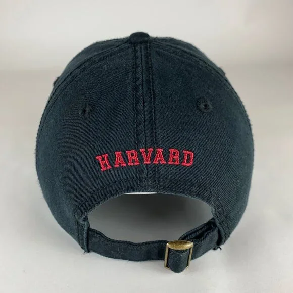 Harvard Crimson NCAA Black Quality Graphics Relaxed Fit Strapback Adjustable Hat - Picture 3 of 5